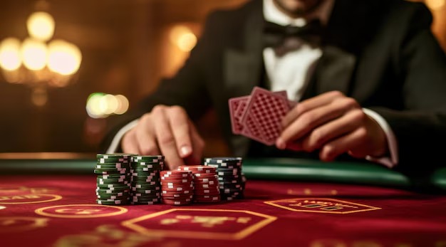 Live casino table with professional dealers